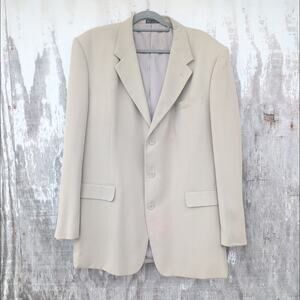 Calvin America Island 100% Silk Sport Coat Blazer Beige Herringbone Jacket